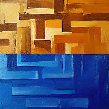 Labyrinth in blauw en bruin van Color Square