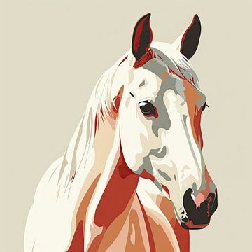 Portret wit paard minimal art kunstwerk van Vlindertuin Art