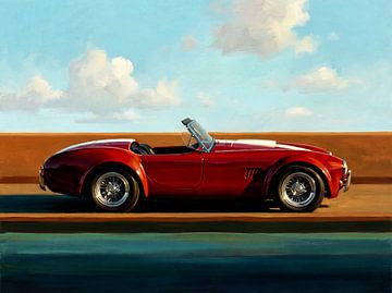 Klassischer Shelby Cobra Rot Sportwagen Ölgemälde