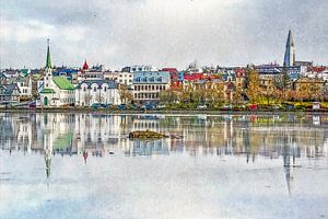 Tjörnin-See, Reykjavik, Island