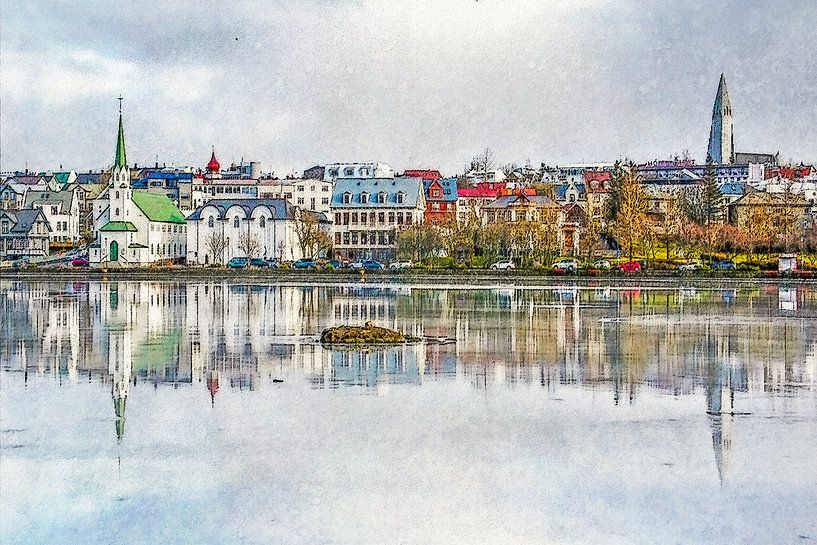 Tjörninmeer, Reykjavik, IJsland van Frans Blok - foto's, kunst en andere wanddecoratie