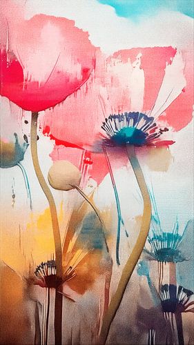 Abstrakte Mohnblumen im verträumten Aquarellstil