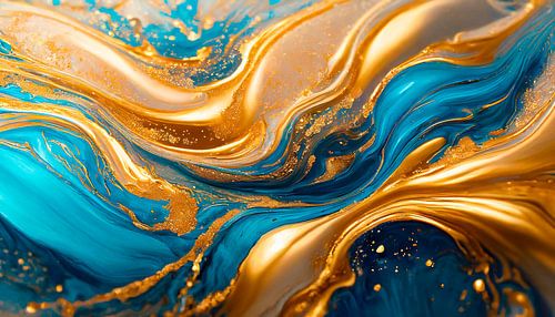 Blauw met gouden vloeistof