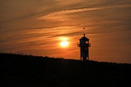 Coucher de soleil sur la digue de l'Elbe sur Borg Enders