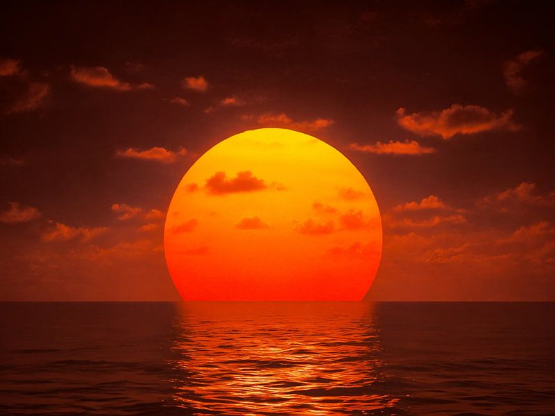 The sky is set on fire, and the sun is shining brightly, casting by Markus Gann