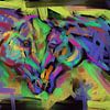 Pferde zusammen in Farbe von Go van Kampen