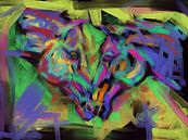 Pferde zusammen in Farbe von Go van Kampen Miniaturansicht