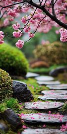 Zen garden background banner. Asian seasonal image by Ariadna de Raadt-Goldberg