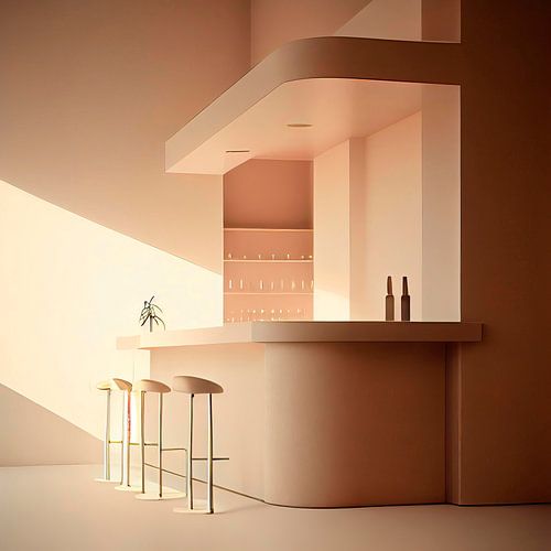 Empty Bar with a Surrealistic Atmosphere