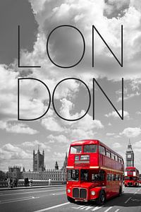 Bus rouges à Londres | Texte & Skyline