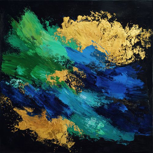 Grün, Blau und Gold – abstrakt