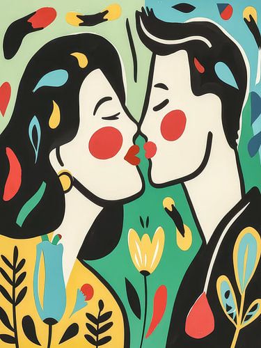 Kissing Couple Style Abstract