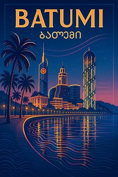 Batumi Georgia Skyline Poster – Black Sea Coast & Modern Architecture Art by Travel Shop