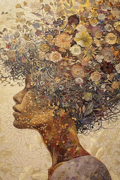 Frau Blumen | Blume Haar von Blickfänger Gemälde auf ArtFrame, Leinwand, Poster und mehr
