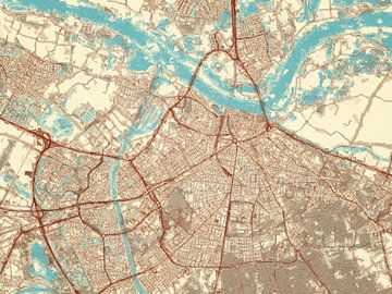 Carte de Nijmegen dans le style Blue & Cream sur Map Art Studio