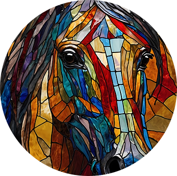 Abstract Paardenhoofd in Glas-in-lood Stijl van De Muurdecoratie
