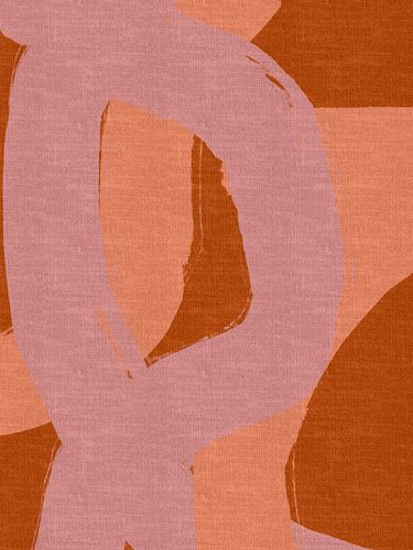 Abstracte lijnen en vormen in levendige kleuren. Roze en terracotta. van Dina Dankers