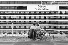 Une image romantique avec le paquebot Nieuw Statendam à Rotterdam