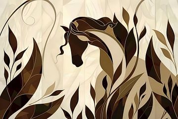 Minimalistisch paardenontwerp met Art Nouveau stijl van Art & Soul Creations