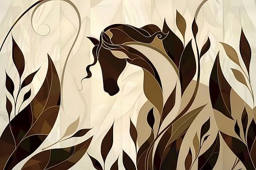 Minimalistisch paardenontwerp met Art Nouveau stijl