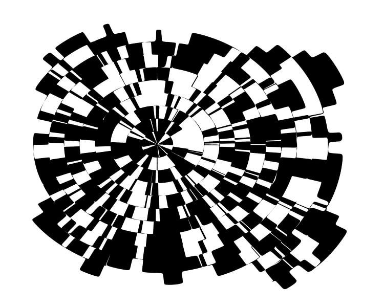 art numérique abstrait noir et blanc, formes rectangulaires par Naomi van Mierlo