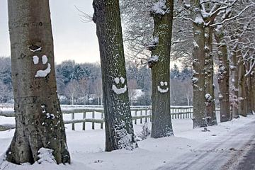 Blije bomen in de sneeuw van Wybrich Warns