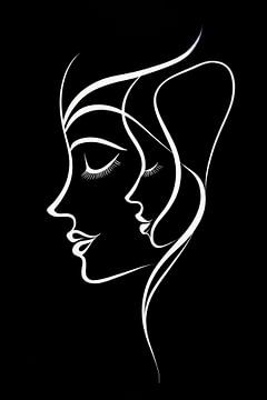 Deux visages dans un minimalisme élégant sur Poster Art Shop