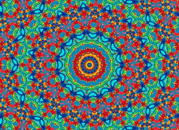 Vintage World (Mandala in Petrol and Red) by Caroline Lichthart