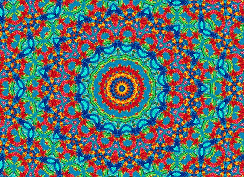 Vintage World 1 - Mandala in Petrol en Rood