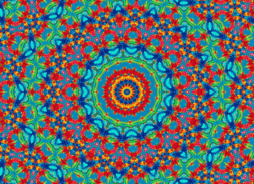 Vintage World (Mandala en Petrol et Rouge) par Caroline Lichthart
