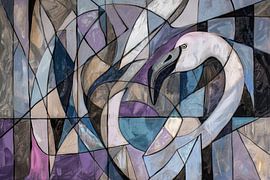 Abstracte flamingo van Poster Art Shop