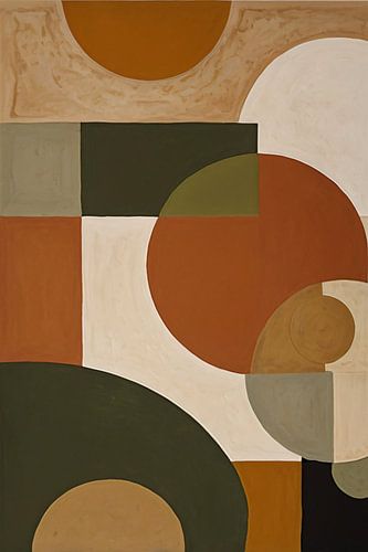 Geometrisch abstract kunstwerk in aardetinten