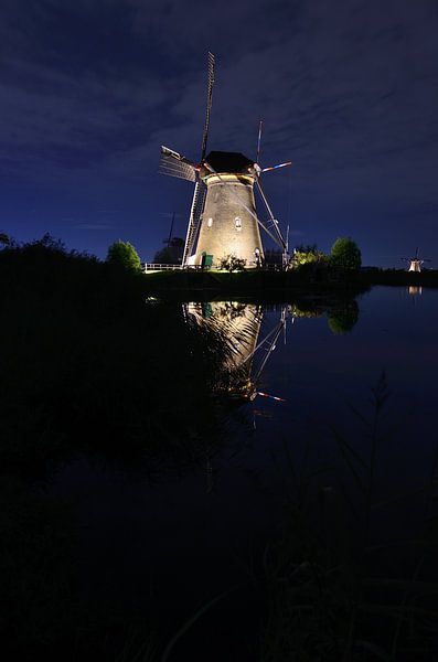Verlichte molen Kinderdijk van Evert-Jan Hoogendoorn