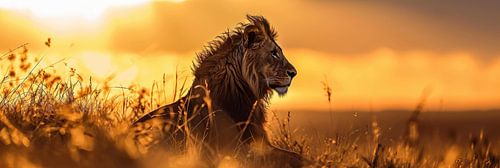 Panorama d'un lion sur Digitale Schilderijen