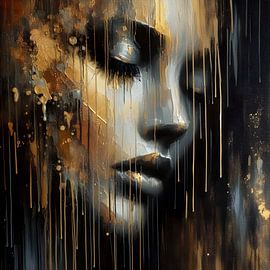 Porträt Frau Schwarzgold von FoXo Art