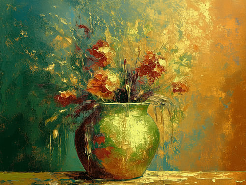 Abstrakter Impressionist Goldenes Stillleben