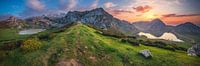 Asturias mountain lake panorama Lagos de Covadonga