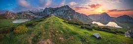 Asturias mountain lake panorama Lagos de Covadonga by Jean Claude Castor
