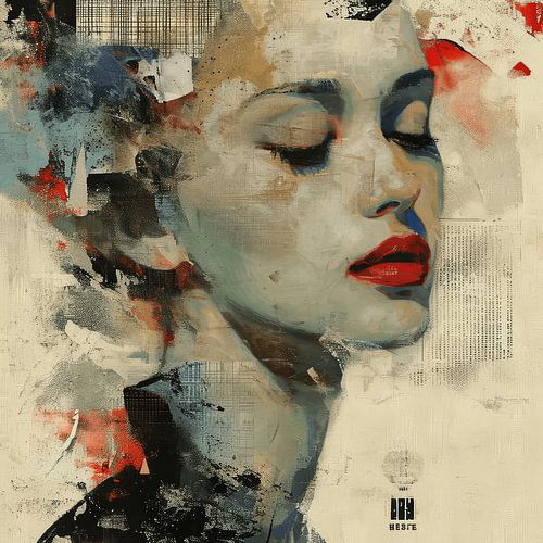 Modern en abstract portret in collage stijl