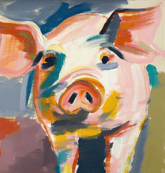 Pink Pig | Merry Pig Painting by ARTEO Paintings