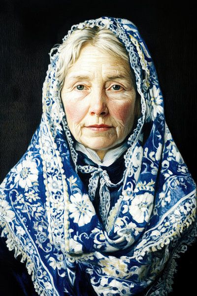 Le visage des générations en bleu de Delft par Franka Poulain