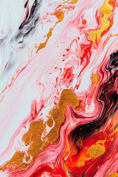 Farbenfrohe Acrylkunst mit Goldakzenten von Poster Art Shop