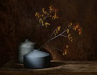 Zen Still life with yellow flowers,Stilleven met gele bloemen.