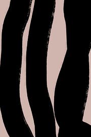 Modern abstract minimalist shapes and lines in black on beige III by Dina Dankers