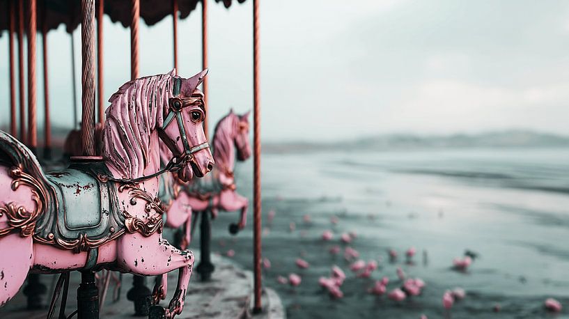Die Melancholie des rosa Karussells von Karina Brouwer