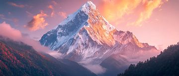 Berglandschap bij zonsondergang van Poster Art Shop