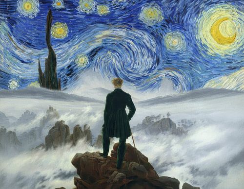 Wanderer under the Starry Night by Masters Revisited