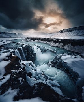 IJsland van bovenaf van fernlichtsicht