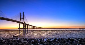 Vasco da Gama-brug in Lissabon als panorama