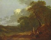 Bosrijk landschap met een man die met twee zittende vrouwen praat, Thomas Gainsborough van Meesterlijcke Meesters thumbnail